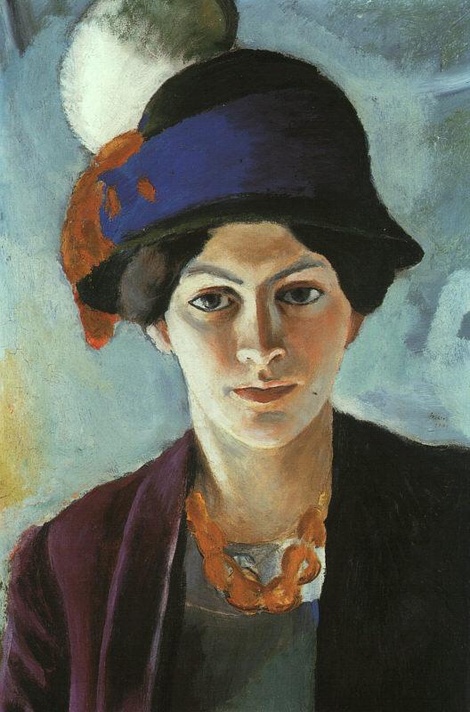 August Macke Portrait of the Artist's Wife Elisabeth with a Hat oil painting image